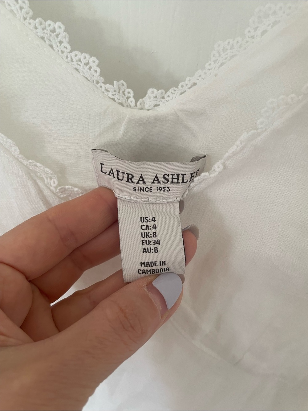 Laura Ashley White Lace-Trim Slip Dress - Picture 2 of 6